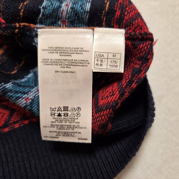 NWT Brooks Brothers Fair Isle Sweater Extra Fine Merino Wool Men's Medium - Picture 7 of 8